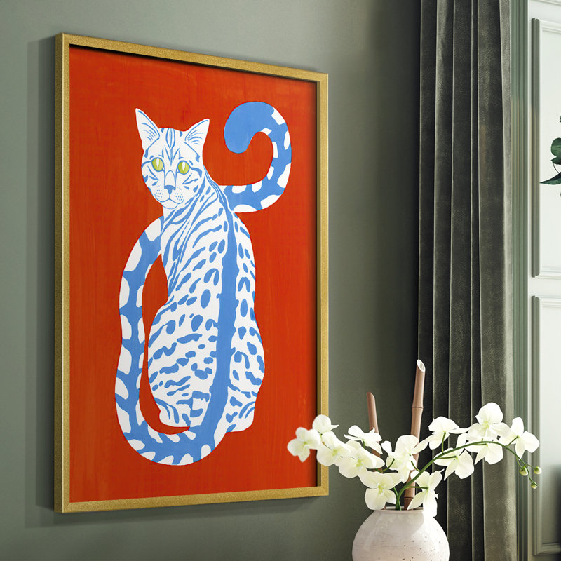 «Complementary House Cat II», reproduction encadrée - bois massif, Or, H 10 po x l 8 po