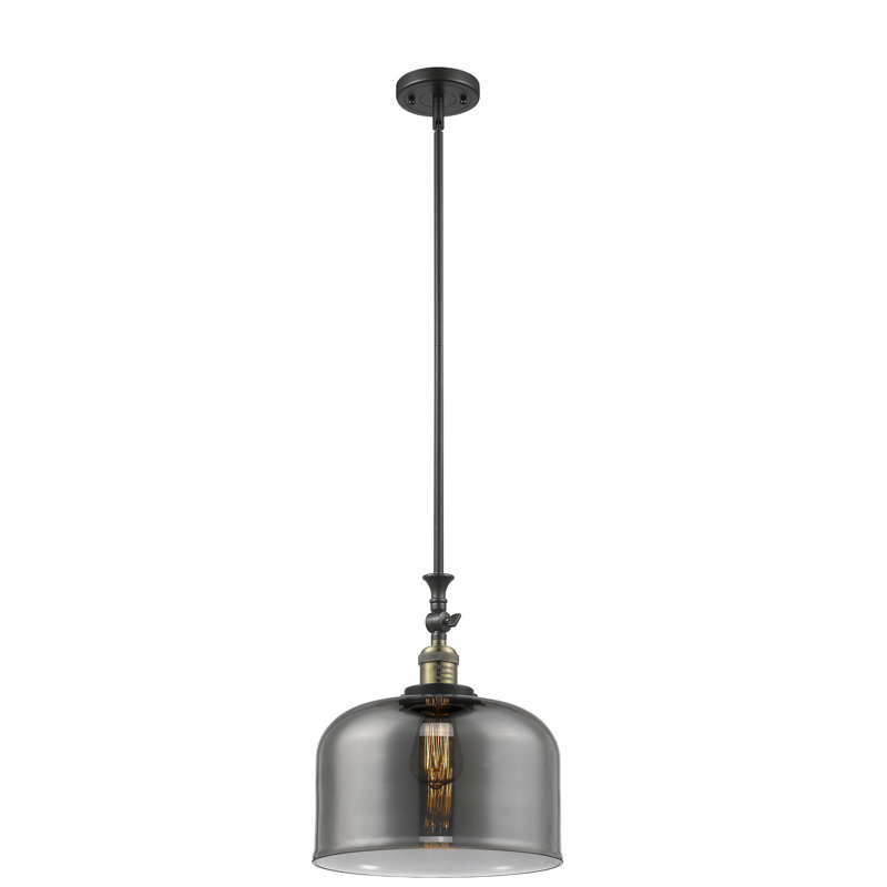 Hiers 1 - Light Single Pendant, Black Antique Brass, Plated Smoke, No Bulb Included