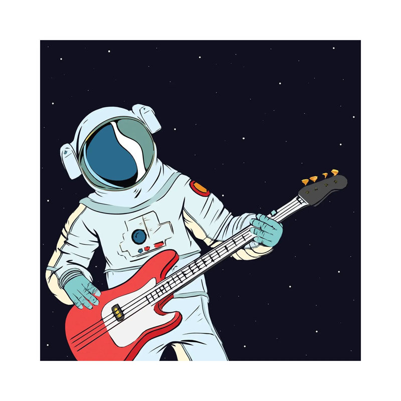 Guitarist Astronaut by Mirano - Wrapped Canvas Painting, 30.48 cm H x 30.48 cm W