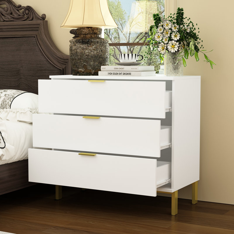 Commode 3 tiroirs Spurlin, Blanc