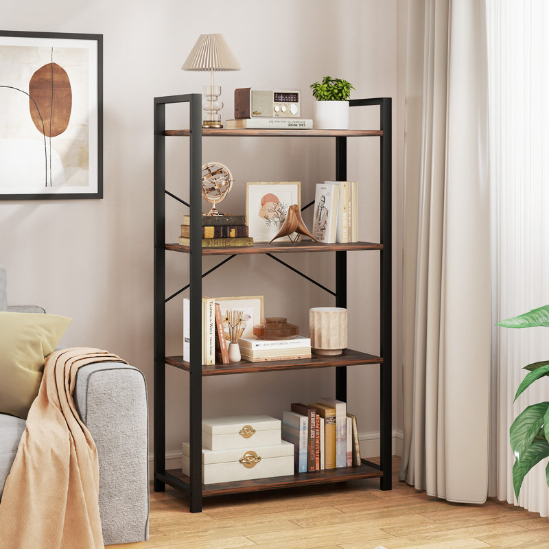 2PCS 47'' Floor Bookcase w/ Shelves Heavy Duty Metal Frame & Anti-Toppling Kits