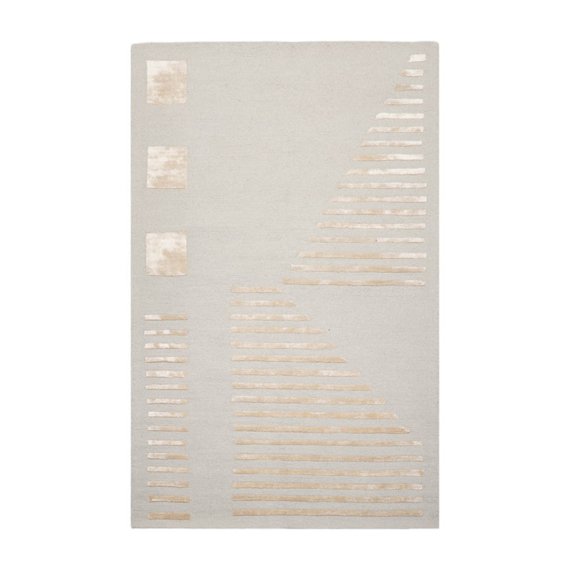 Tapis beige abstrait en laine touffeté à la main Shelli