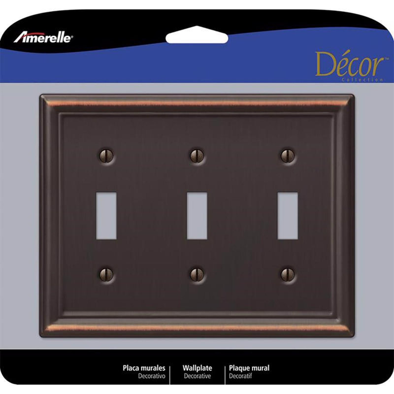 Amerelle Chelsea Aged Bronze 3 gang Metal Toggle Wall Plate 1 pk