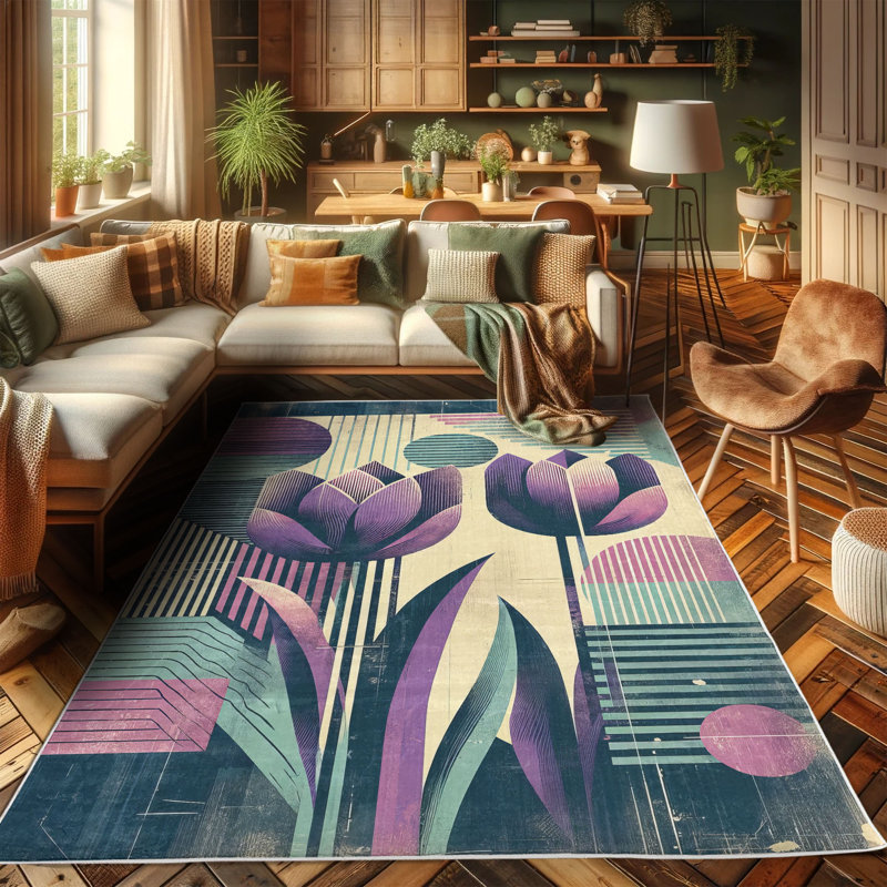 Machine Printed 114cm X 69cm Area Rug