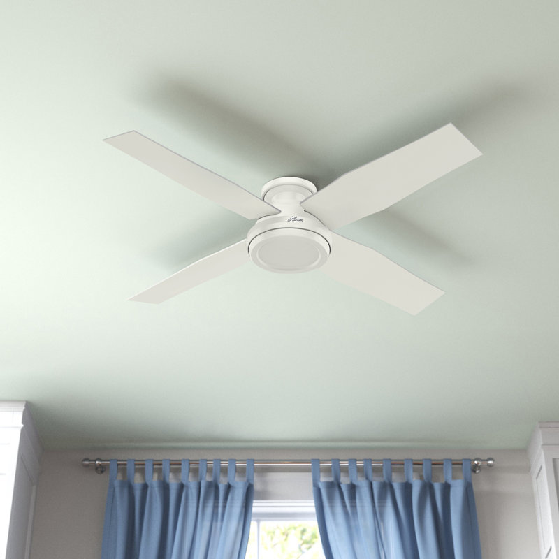 Dempsey 52" Fresh White Low Profile Ceiling Fan with Remote & Lighting