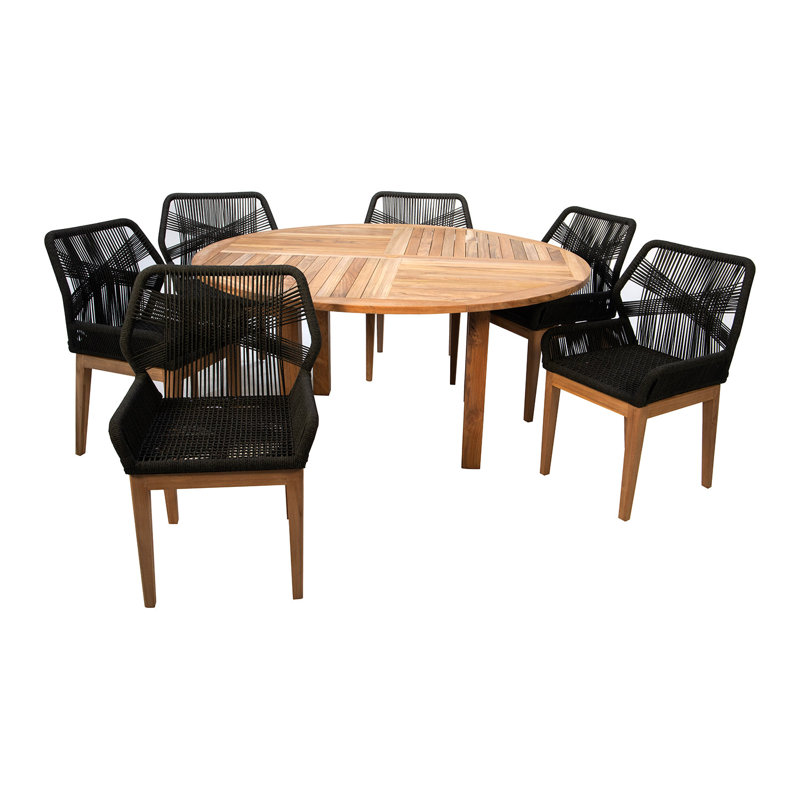 Veeda 7 - Piece Dining Set, Black/Brown