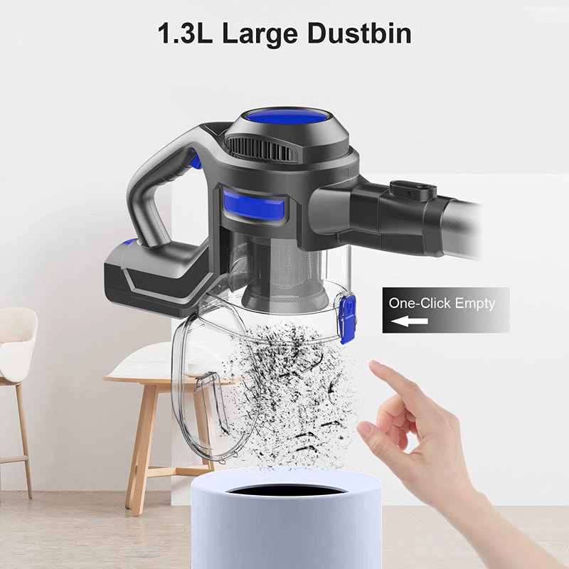 Symple Stuff Scanlon Cordless Bagless Stick Vacuum, Blue