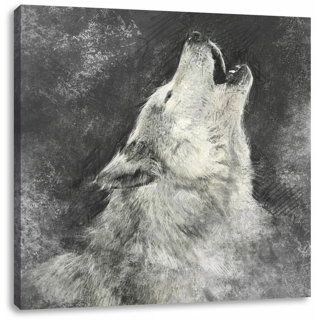 Leinwandbild Heulender Wolf Kunst