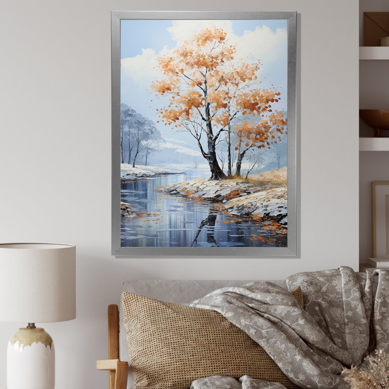 Doux tons de bleu érable sur toile, Cadre photo argenté, H 44 po x l 34 po x P 1,5 po