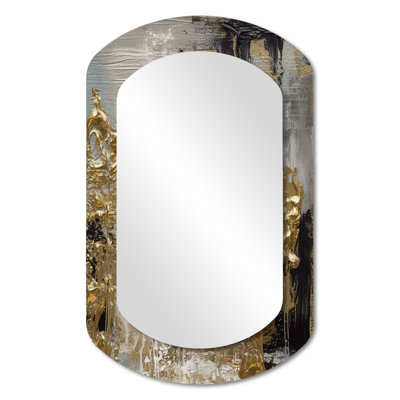 White And Gold Modern Abstract III - Abstract Asymmetrical Shapes - Modern Large Wall Mirror