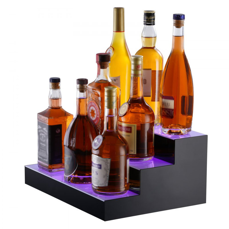 LED Lighted Liquor Bottle Display Bar Shelf RF & App Control 16" 3-Step