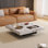 Table basse carrée en pierre frittée de luxe avec pieds en acier inoxydable de 39,37 po Briamarie