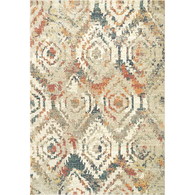 Tapis beige Ikat, Rectangle 7 pi 10 po x 10 pi 10 po