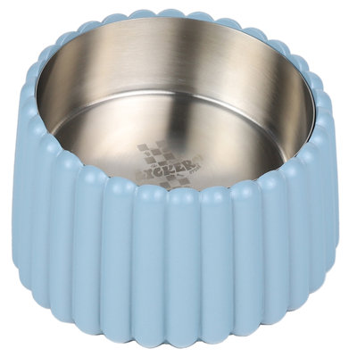 Ripple Ridge Small/Medium Slanted Concrete and Stainless Steel Bowl 16oz (2 Cups) Pet Feeder, Blue