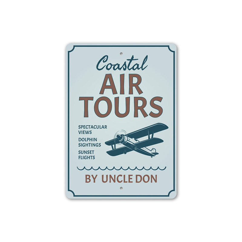 Panneau en aluminium Coastal Air Tours, H 18 po x l 12 po x P 0,06 po
