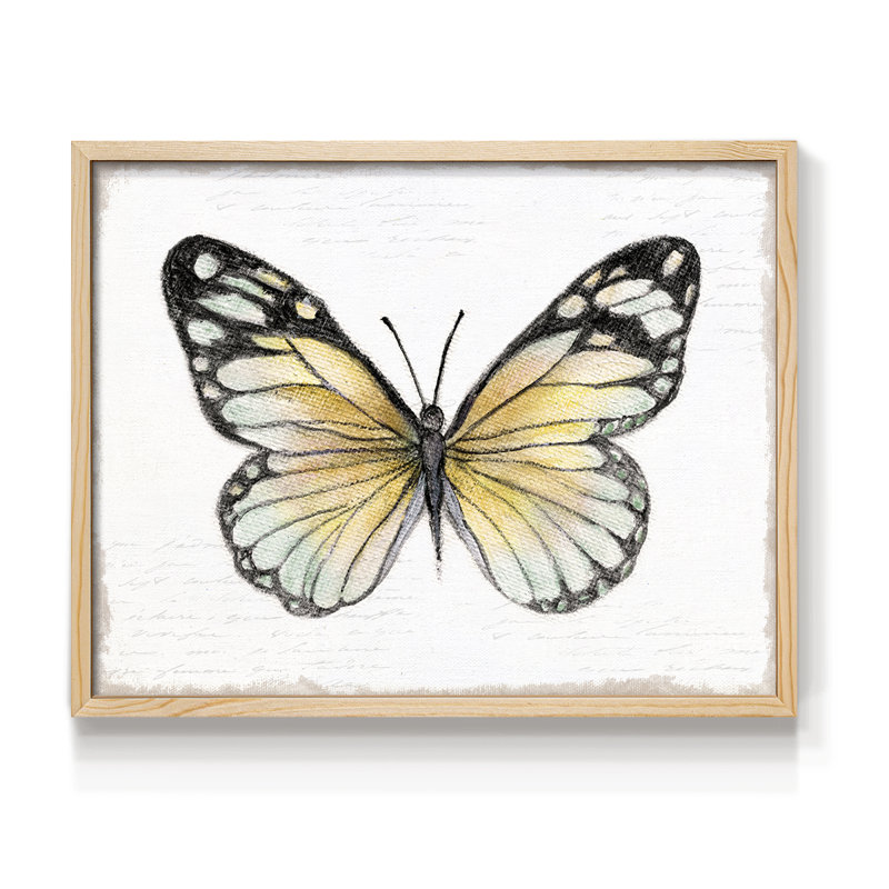 Vintage Flutter II -Framed Print - Restickable, H 8 po x l 10 po, Naturel