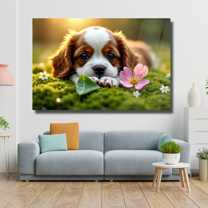 Chiot en verre trempé, art mural, H 20 po x l 30 po