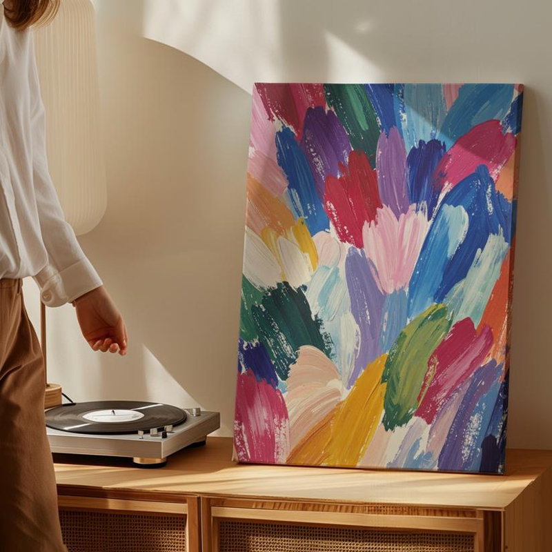 Toile, art mural abstrait, mouvement joyeux Canvascolorful, expressionniste, prêt à accrocher, galerie, décoration intérieure, conception moderne, qualité supérieure
