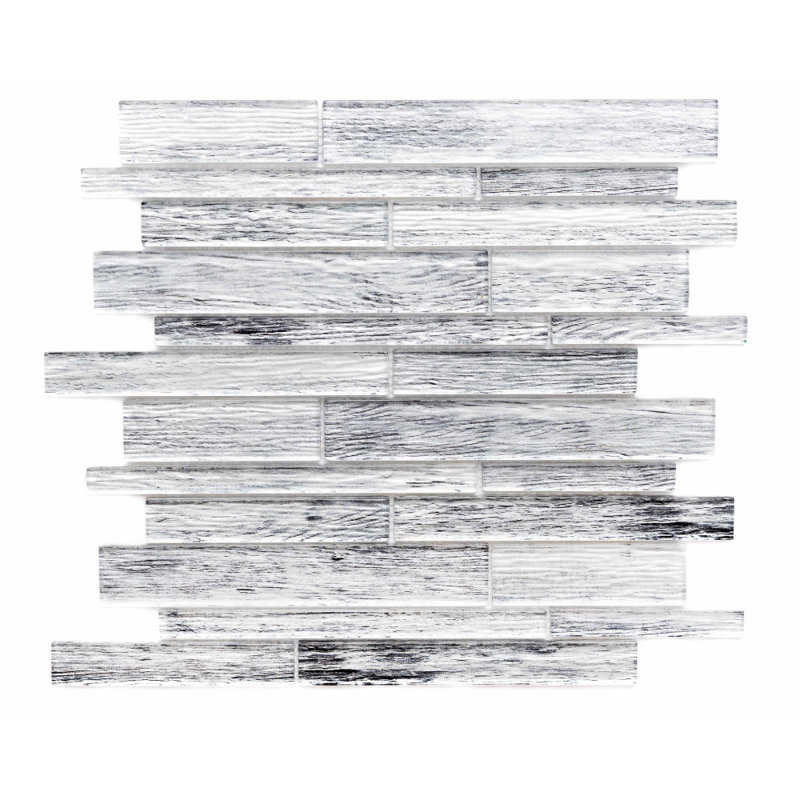 Woodland 1" x 3" Glass Mosaic Wall Tile, Silver
