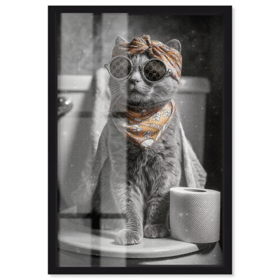Chat, foulard, toilette, salle de bain