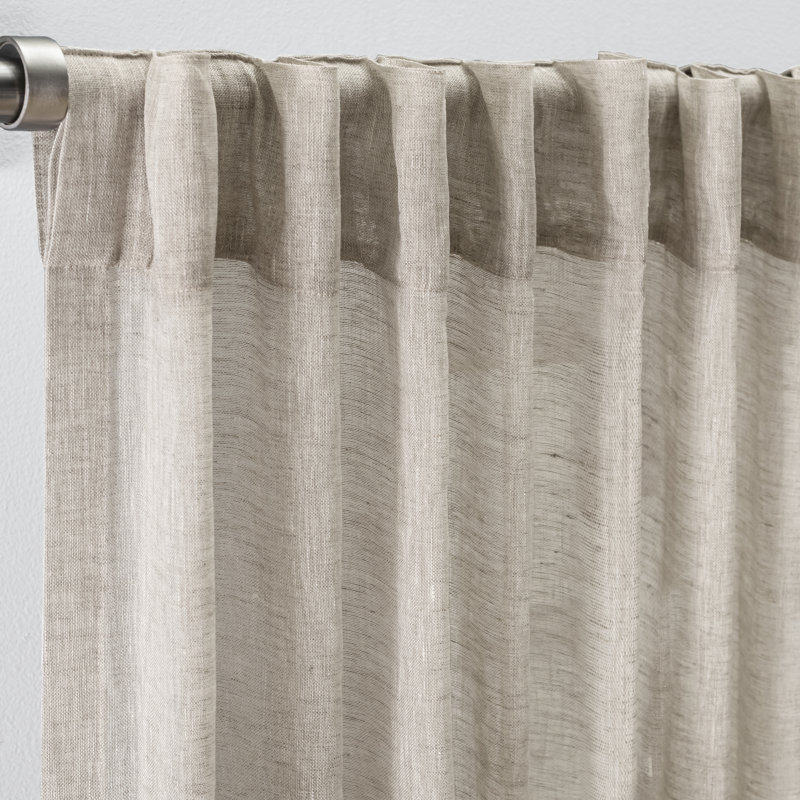 Cordovano Premium Pure 100% Linen Sheer Rod Pocket w/ Backtab Single Curtain Panel, Oatmeal, 48" W x 108" L