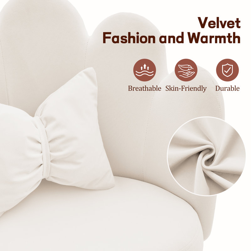 Chaises de bureau KORSER, fauteuil de coiffeuse en velours avec oreiller incliné, fauteuil pétale moderne pour le salon, la chambre à coucher