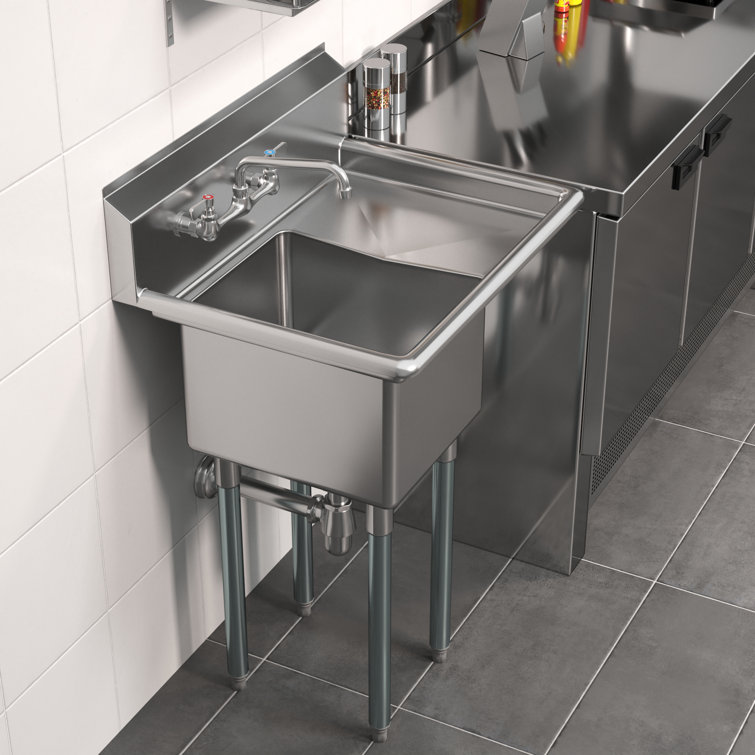  29 In. X 22 In. Stainless Steel One Compartment Sink With 16 In. X 14 In. Bowl And 12 In. Right  Drainboard
