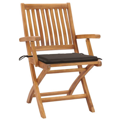 Chaise de patio pliante en teck avec coussin Annalea