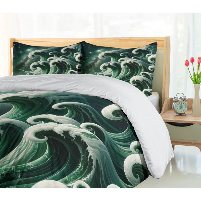 Green Duvet Cover, King Duvet Cover + 2 Standard Shams