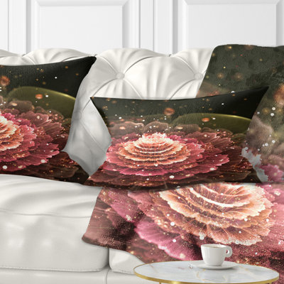 Fractale fleur abstraite rose - coussin imprimé floral