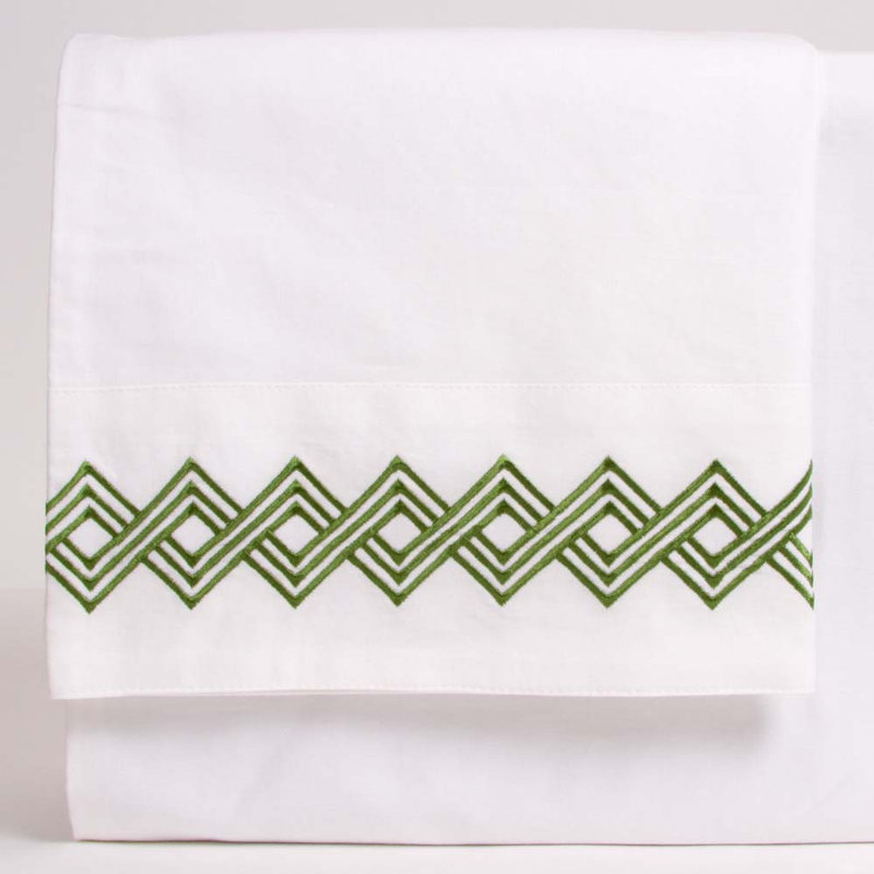 Malfia Sateen Geometric Pillowcase - King, King, Green
