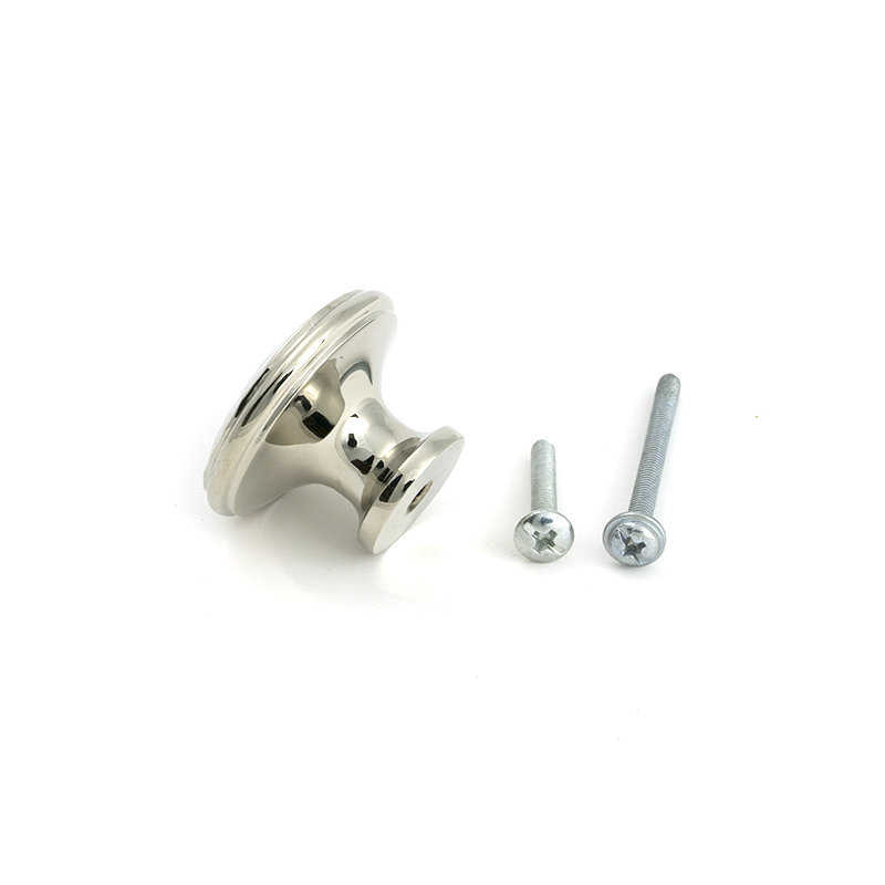 Hammered Round Knob, Polished Nickel, 1.57" Knob Diameter