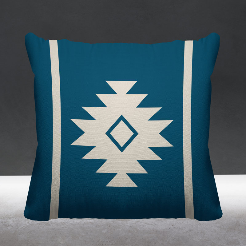 Coussin décoratif intérieur / extérieur Wapi Southwestern, L 17 po x H 17 po, Turquoise