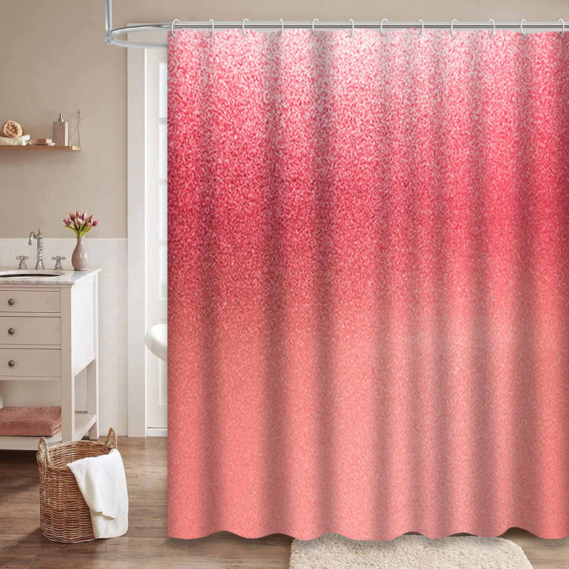 Rideau de douche rose et rouge avec 12 crochets, L 72 po x l 72 po