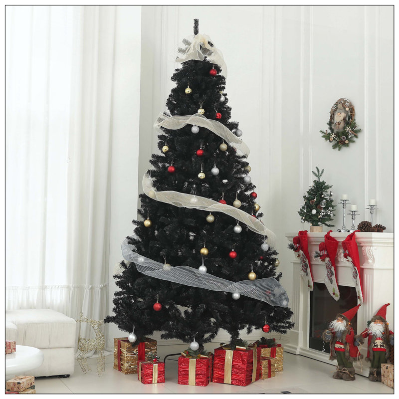 Arbre de Noël artificiel, arbre de Noël non éclairé avec 2132 pointes de branches, ouverture automatique, base en acier, décoration des Fêtes pour bureau à domicile
