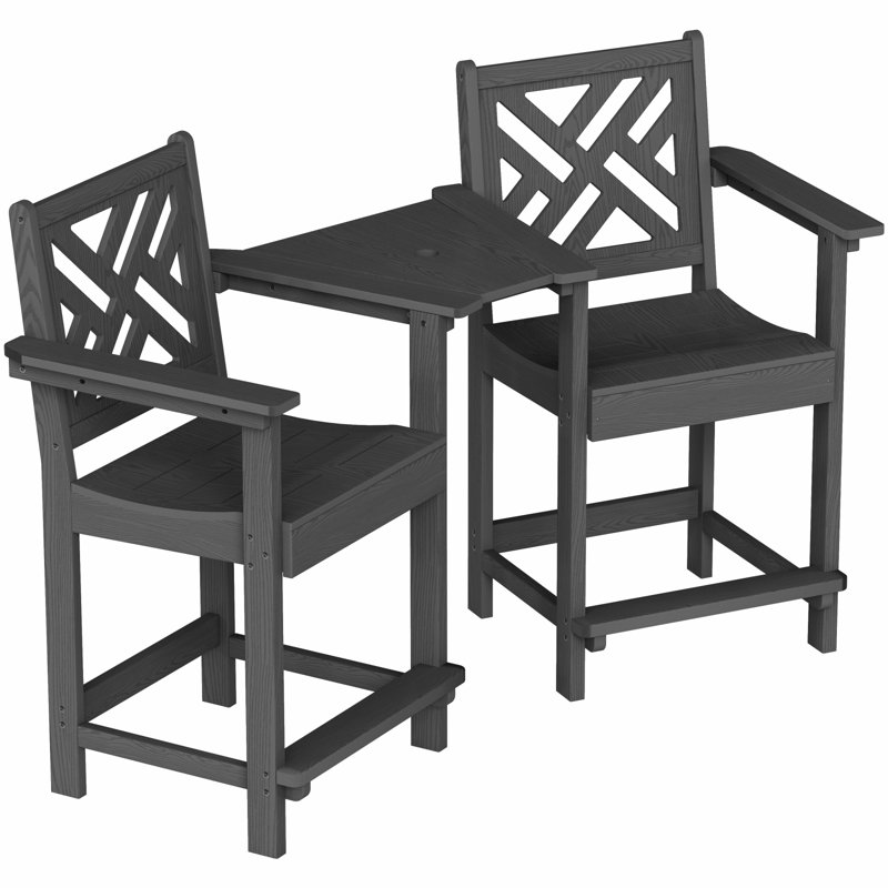 Outdoor Bar Chair Adirondack Chairs With Table Side Chair- Poly Outdoor Furniture, Black