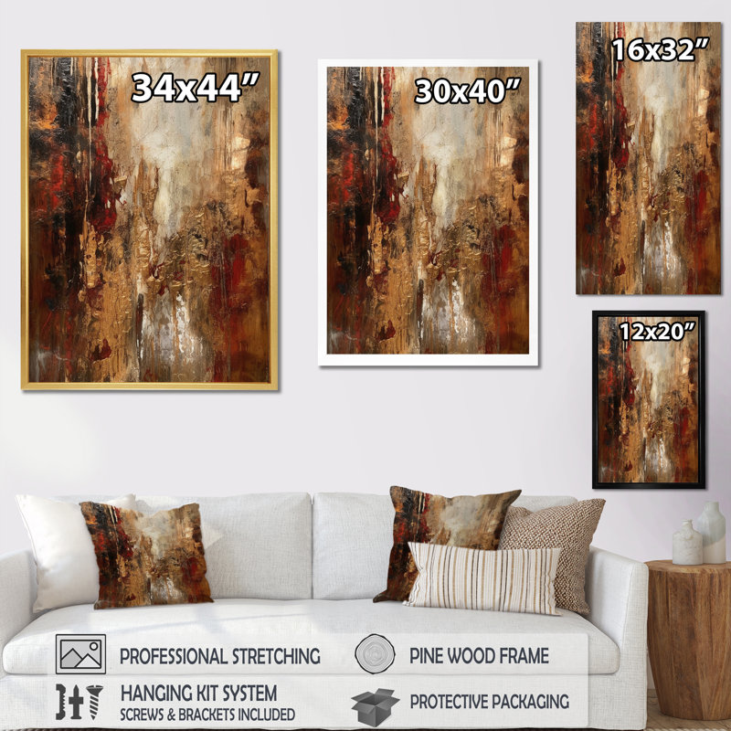 Révélations italiennes anciennes en or et rouge - reproduction d'art sur toile, Toile tendue, H 40 po x l 30 po x P 1,5 po