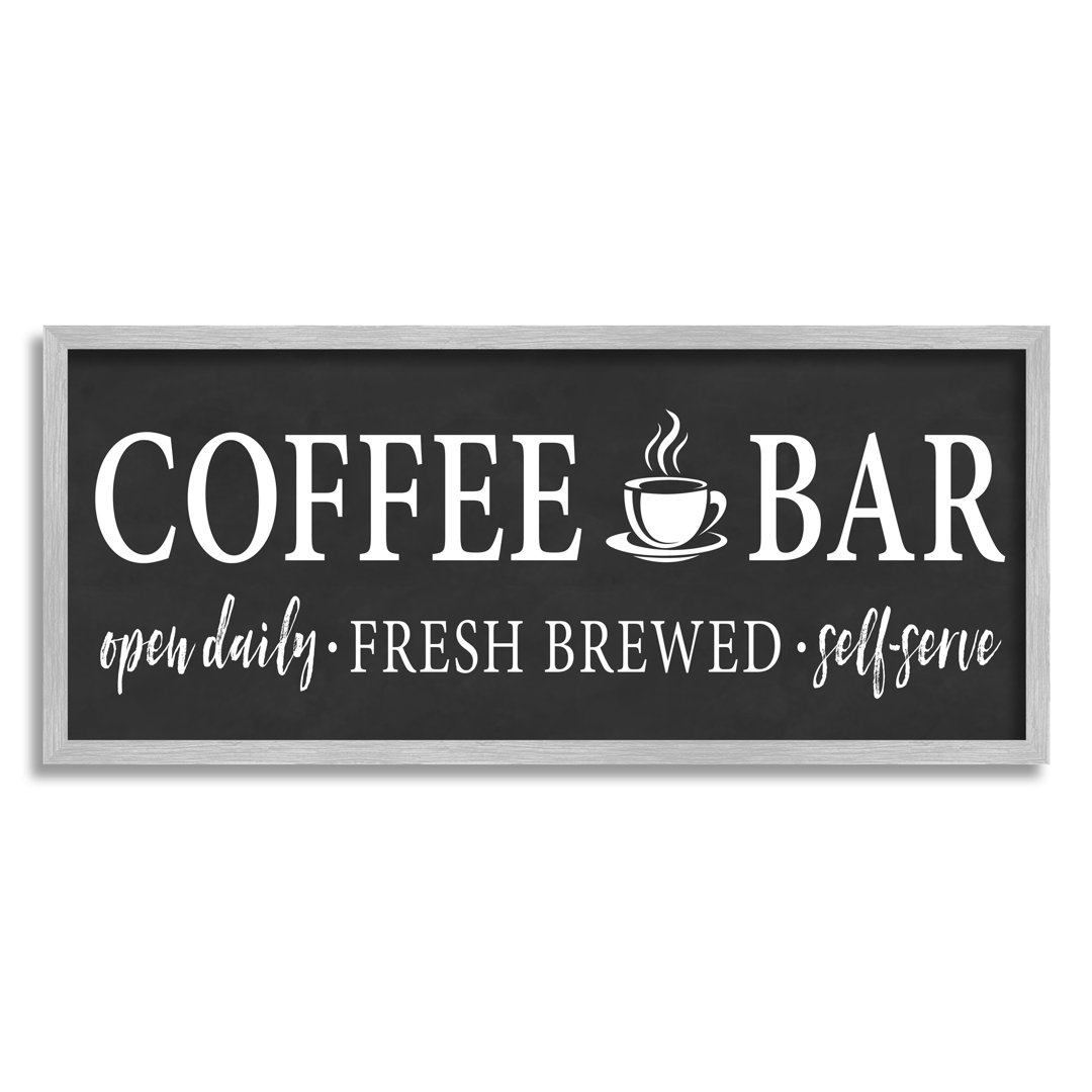 " Coffee Bar Open Sign Casual Black Design " Stupell Industries Frame 
