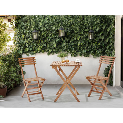 SOLAROLO 2 - Person Acacia Wood Patio Dining Set with Square Table