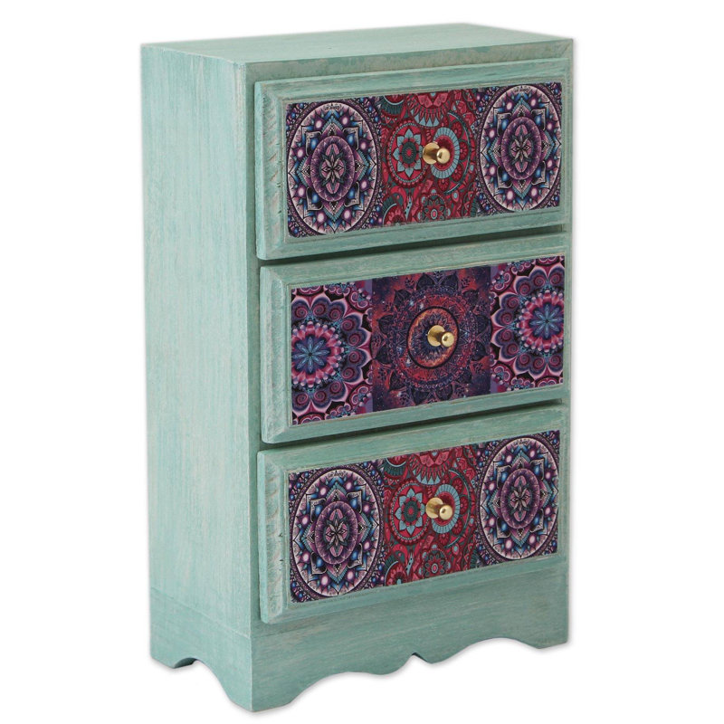 Boîte à bijoux en bois Mandala Keeper Decoupage