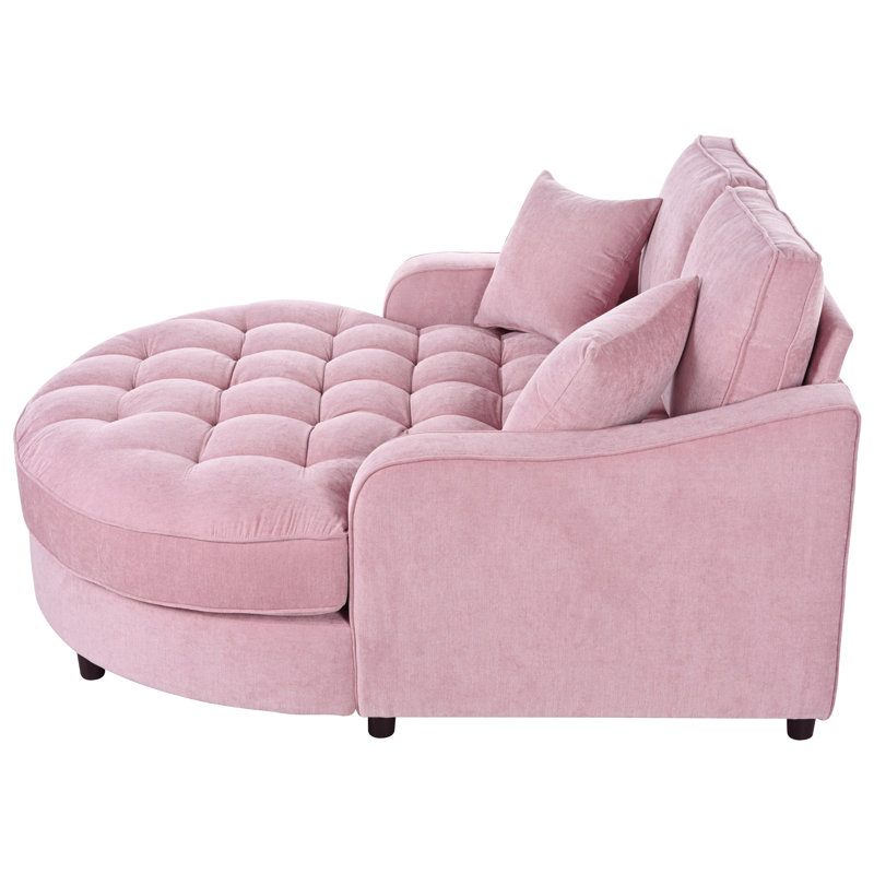 Canapé-lit moderne en chenille de 51 po avec siège touffeté et coussins détachables Modern Glam, Rose