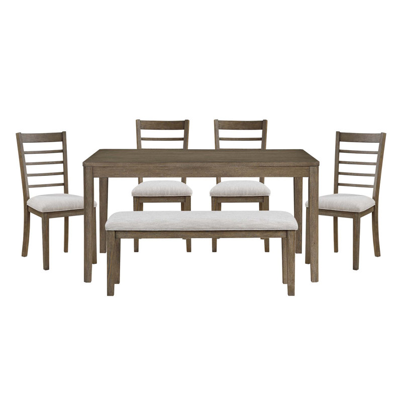 6-Piece Dining Table With Bench & 4 Side Chairs