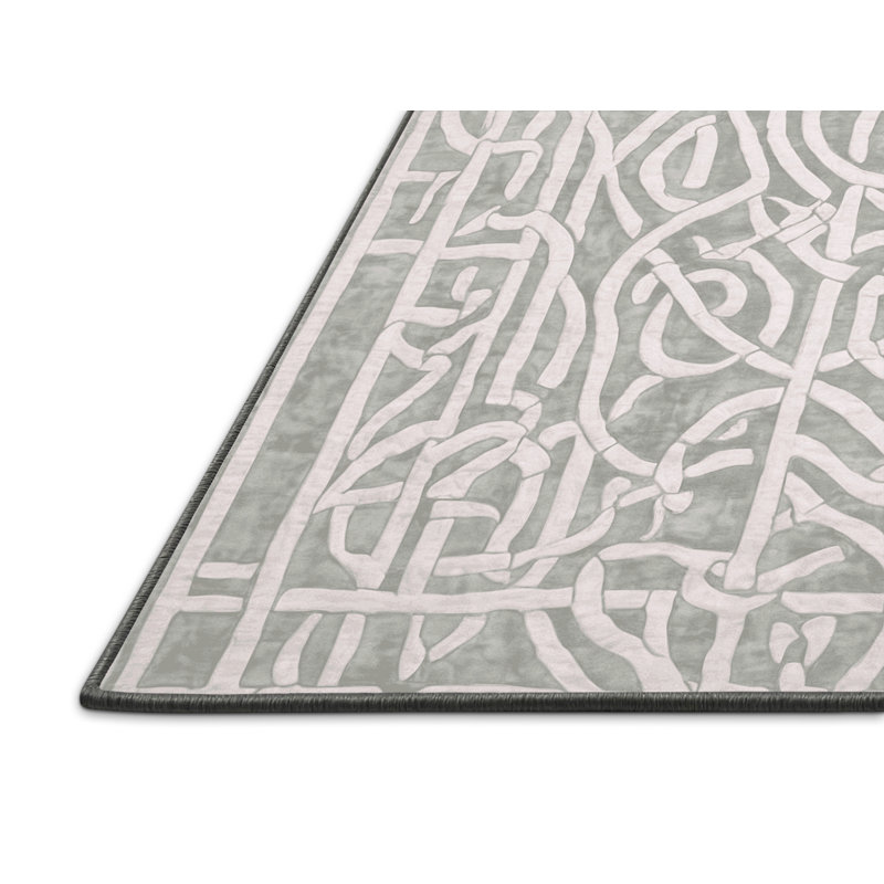 Tapis gris soyeux et moelleux, Rectangle de 5 pi x 8 pi