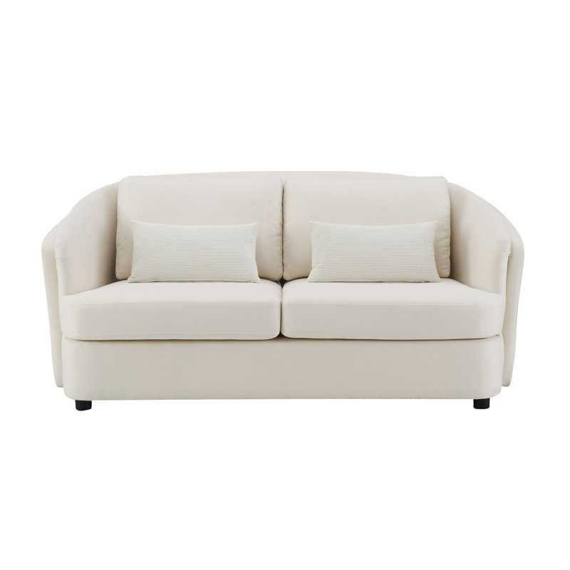 Causeuse en lin beige avec 2 coussins décoratifs Mariko