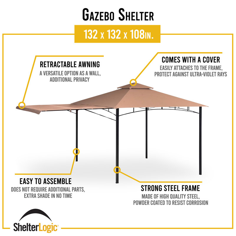 Redwood 11 Ft. W x 11 Ft. D Steel Patio Gazebo Gazebo