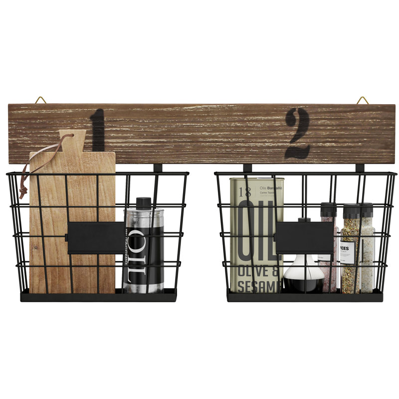 Rangement mural double suspendu avec paniers muraux Moncrief