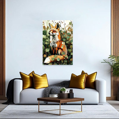 Quiet Forest Fox Peaceful Rustic Serene Fox Forest Nature Wall Art Print 1 Piece Wrapped Canvas Wall Art