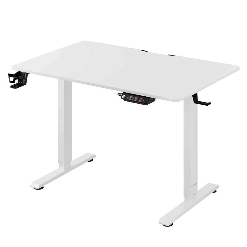 Adjustable Metal Base Writing Desk, White, White