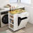 Rolling Kitchen Island with Pull-Out Trash Bin Cabinet,Kitchen Storage Cart On Wheels with 3 Tier Spice Rack,1 Drawer Bamboo Countertop,for Small Space-1155460847