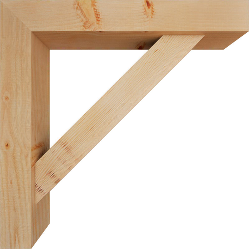 Traditional Block Bracket w/ Offset Brace, 28 x 28, 5 1/2"W Douglas Fir (Smooth)